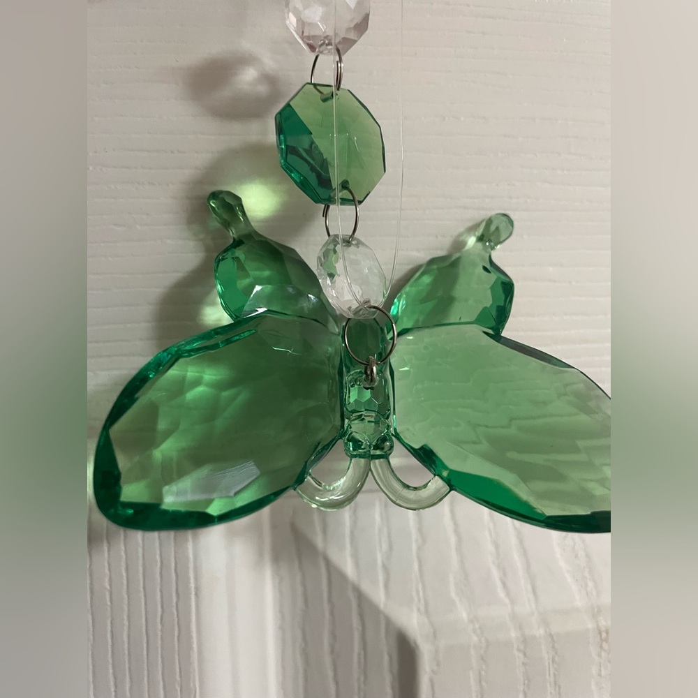 NEW Green Crystal Butterfly Suncatcher